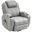Poltrona Relax Massaggiante e Reclinabile 89x99x106 cm con Telecomando in Pelle PU Grigio