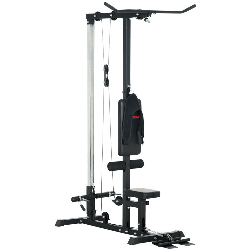 Stazione Fitness Multifunzione con Lat Machine 140x108x197 cm in Acciaio e PU Nero 