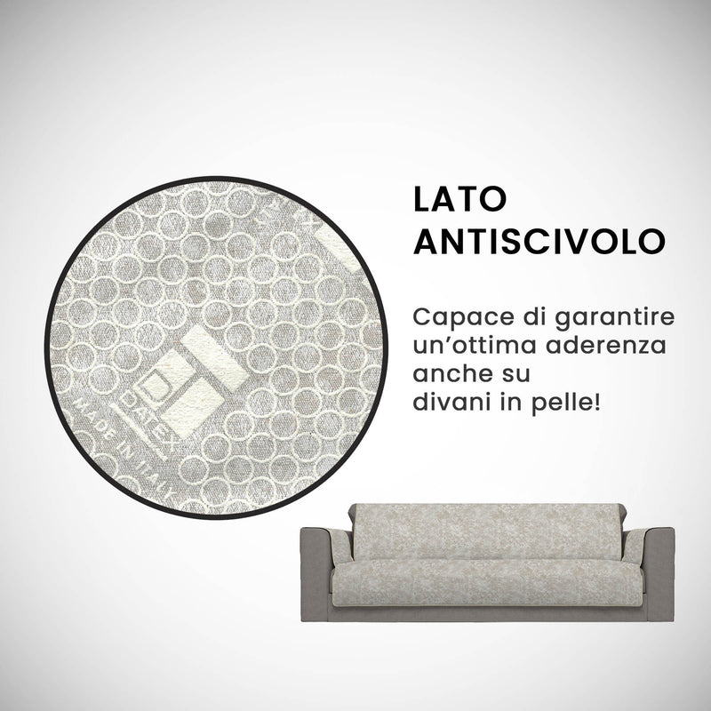 Copridivano con Copri Braccioli in Poliestere e Cotone Beige Varie Misure