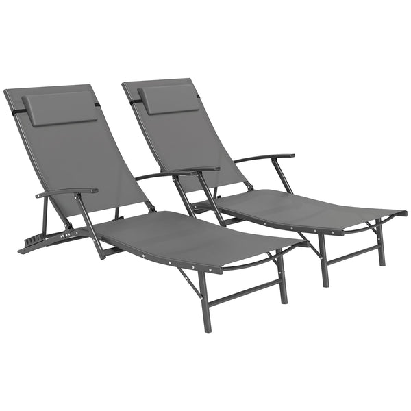 prezzo Set 2 Sdraio da Giardino Pieghevoli 64x154x87A cm con Schienale Regolabile e Cuscino Grigio