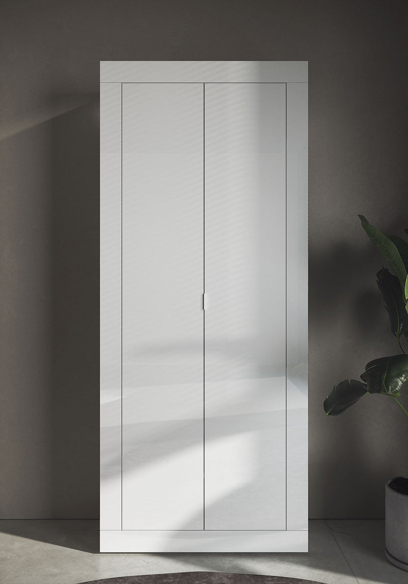 Armadio Guardaroba con Appendiabiti e Ripiani 78x30x186,5 cm Linea Basic Bianco Lucido