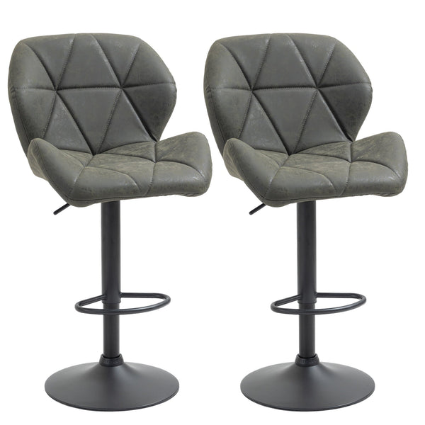 acquista Set mit 2 Barhockern 51,5 x 57,5 x 93–114,5 cm in grauem Kunstleder
