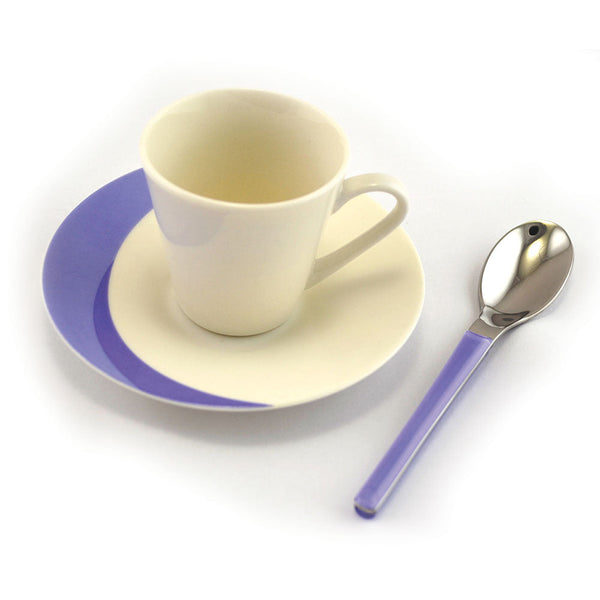 Kaffeeset 3-teilig Tasse + Untertasse + Löffel Eme Natura Water Indigo sconto