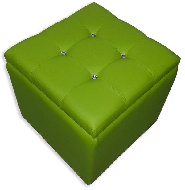prezzo Cube Pouf Container aus Kunstleder und grünen Renier-Kristallen