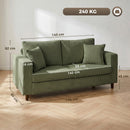 Divano 2 Posti 170x80x82 cm con Seduta Ampia e Profonda e Braccioli Larghi in Velluto a Coste Verde      