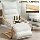 Poltroncina Relax 67x93-114x105 cm con Rivestimento in Velluto e Poggiapiedi Regolabile in Legno Crema      
