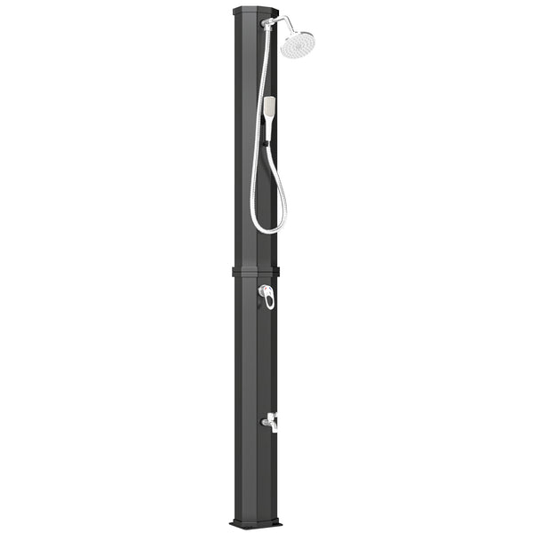 sconto Doccia Solare 60L Doccia da Giardino da Esterno 21,8x18,2x227 cm con 2 Soffioni Riscaldata in ABS e Acciaio Inox Nero