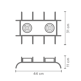 Braciere a Bioetanolo 2 Bruciatori 44x31x11cm Vannini Nero