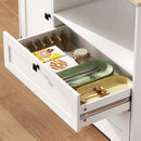Credenza da Cucina 100x40x62 cm con 3 Armadietti 2 Cassetti e Portaspezie in Legno Ingegnerizzato Bianco      