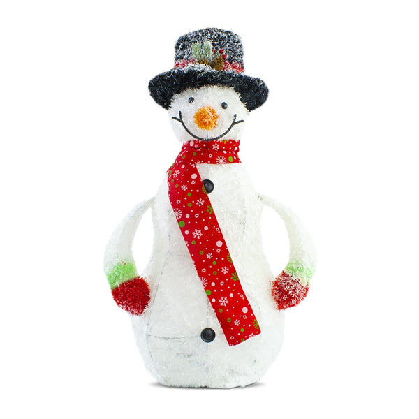 Dekorativer Schneemann mit LED-Lichtern 65 cm mit Schal und Mütze online