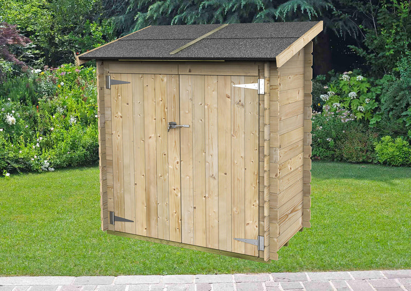 Casetta Box da Giardino per Attrezzi 155x85 cm con Porta Doppia Cieca in Legno Verde