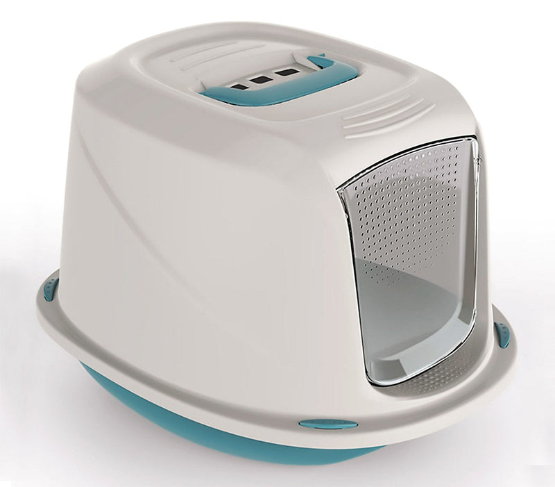 Toilette Chiusa per Gatti Galaxy 45x36x31,5 cm con Filtro ai Carboni Attivi Azzurra