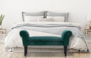 Panchetta Velvet Crema 102x31x51 cm Legno e Poliestere Verde e Nero