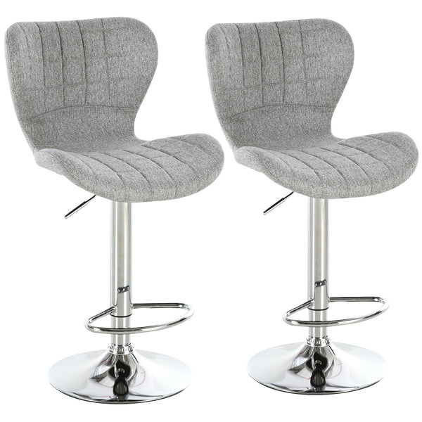 sconto Set 2 Sgabelli da Cucina da Bar Girevoli con Altezza Regolabile in Tessuto Grigio