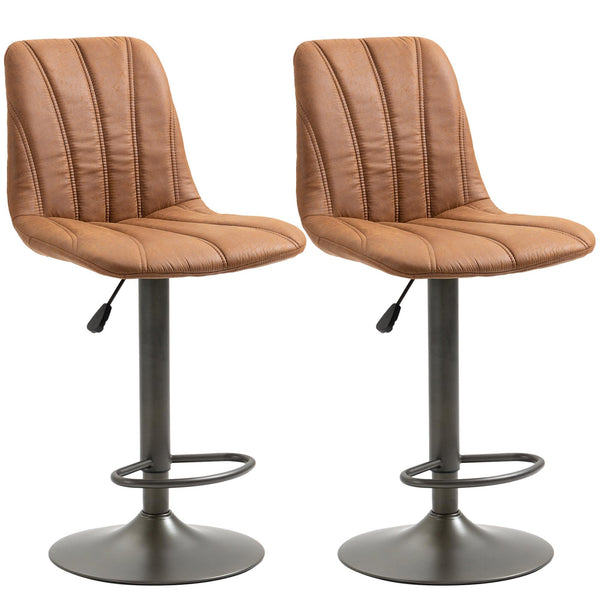 Set aus 2 gepolsterten Hockern 45x54x96-117 cm in Stahl und braunem und grauem Kunstleder online