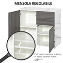 Mobile Multiuso 79x36x74 cm 2 Cassetti 2 Ante  Grigio e Bianco