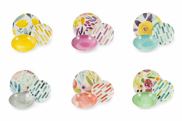 Villa d'Este Home Tivoli Porzellan Tafelservice 18 Teile Aquarell Mehrfarbig sconto