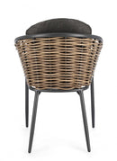 Set 4 Sedie 63x63x79,5h cm con Braccioli e Cuscini Maribela Antracite