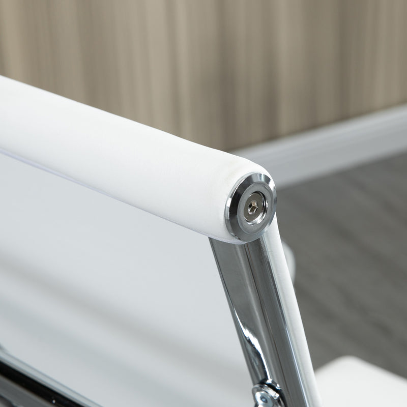 Sedia da Ufficio Ergonomica Funzione Dondolo 54x62x104-114 cm in Finta Pelle Bianco 