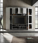 Parete Attrezzata Mobili Soggiorno Mobile TV Vetrina in Melaminico 258x42x210cm TFT Neve Rovere Neve
