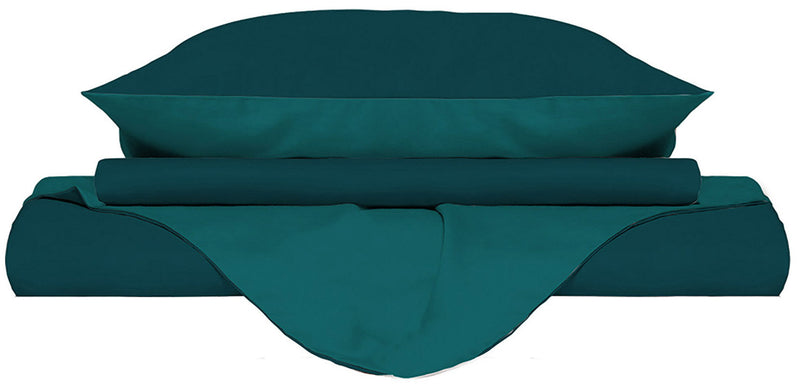 Copripiumino con Sacco e Federe Doubleface Verde Petrolio\/Verde Bottiglia