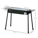 Barbecue a Carbonella 94x39x70 cm 2 Griglie e Cestini Laterali in Acciaio e Metallo Nero   