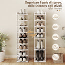 Scarpiera Organizzatore di Scarpe 30x30x128,4 cm con 9 Ripiani e Ganci Bianco      
