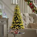 Albero di Natale Luminoso 60 cm con 65 LED a Fibra Ottica 8 Giochi di Luce e Stella LED in PVC Verde      