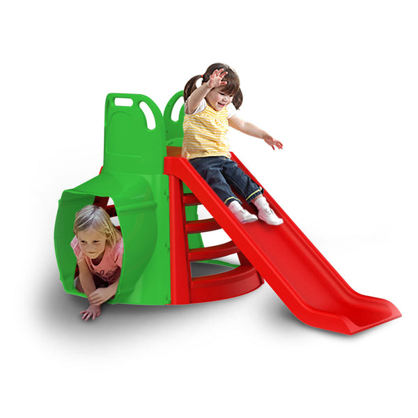 Scivolo per Bambini 180x180x98 cm con Tunnel in Plastica Rosso e Verde online