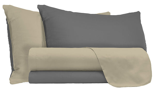 Set aus Oberlaken und Kissenbezügen Doubleface Taubengrau/Rauch online