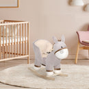 Dondolo per Bambini in Legno Asino in Peluche con Suono 