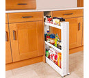 Carrellino da Cucina 72x55x13 cm 3 Ripiani con Ruote in Plastica Bianco