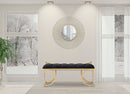 Panca Glam Luxy Nera 103x43x47 cm in Ferro e MDF e Spugna e Poliestere Nero e Oro