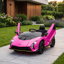 Macchina Elettrica Bambini 3-6 Anni 12V Licenza Lamborghini Autentica con 2 Motori Porta a Forbice Sospensioni Rosa      