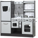 Cucina Giocattolo per Bambini 3-8 Anni con Accessori Frigo Lavandino e Suoni in Legno Marrone      
