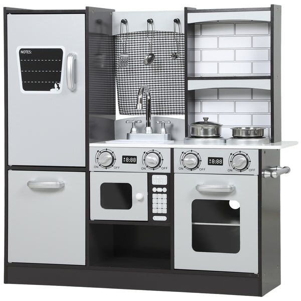 acquista Cucina Giocattolo per Bambini 3-8 Anni con Accessori Frigo Lavandino e Suoni in Legno Marrone