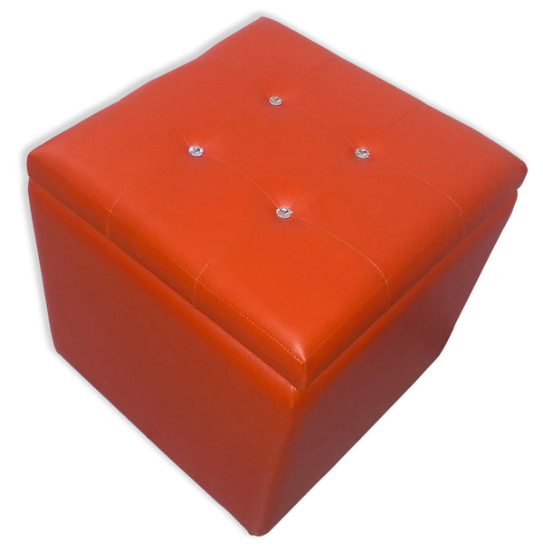 online Cube Pouf Container aus Kunstleder und orangefarbenen Renier-Kristallen