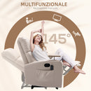 Poltrona Massaggiante e Reclinabile 77x93x105 cm con Tavolino Girevole Beige  