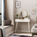 Consolle Trucco con Specchio e 2 Cassetti 80x40x123 cm in Legno Bianco 