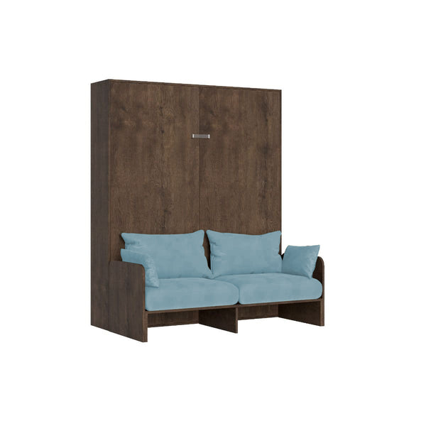 Letto Matrimoniale A Scomparsa 160 Kentaro Con Divano Noce e Azzurro prezzo