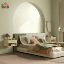 Set 2 Comodini con Cassetto e Ripiani Aperti in stile Nordico 40x34x23 cm in Truciolato e Rattan 