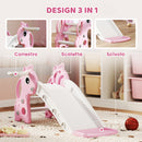 Scivolo per Bambini 1-3 Anni 106x51,5x52 cm con Scaletta Canestro da Basket e Pallone Design Giraffa in PP e PE Rosa      