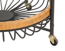 Carrello 2 Ripiani 57x55,5x62,5 cm con Ruote in Metallo e Rattan