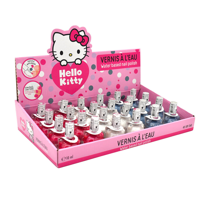 Set 24 Smalti Hello Kitty per Bambini a Base Acqua 10 ml Rosa Blu e Bianco