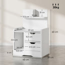 Comodino 40x30x60 cm con 2 Cassetti e Mensole Portaoggetti in Legno Bianco Lucido      