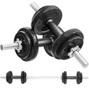 Set Pesi e Bilanciere da 20kg con Impugnature Antiscivolo 8 Dischi Pesi Barra Bilanciere e 2 Barre Manubri in Acciaio      
