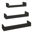 Set 3 Mensole da Parete 60-50-40x15,5x8 cm in Fibra di Legno Calamita Nero