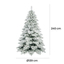 Albero di Natale Artificiale Floccato Effetto Realistico Innevato 240 cm 1719 Rami Bianco Effetto Neve 