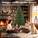 Albero di Natale Artificiale Folto Realistico Ø110x180 cm con 732 Rami in PE e Base Pieghevole in Legno Verde      