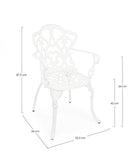 Set 2 Sedie da Giardino 57,5x58x87,5h cm con Braccioli Victoria Bianco